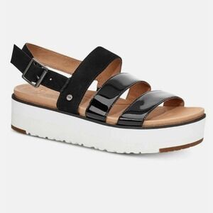 UGG Braelynn‎ Black Patent Leather Platform Sandal Sz 10